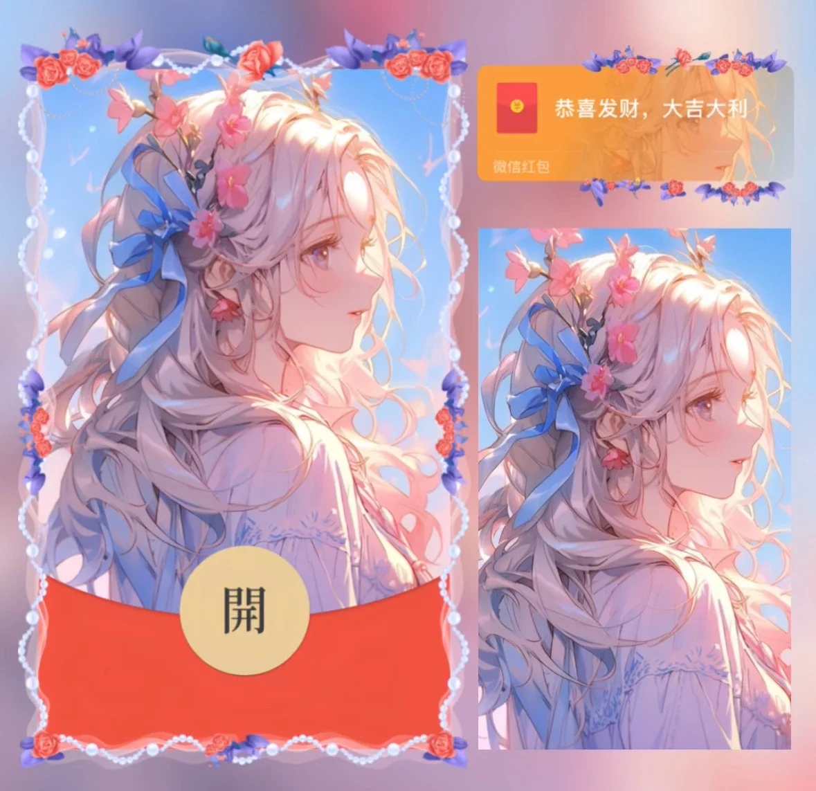 微信红包封面 |『桃花情侣.女』	