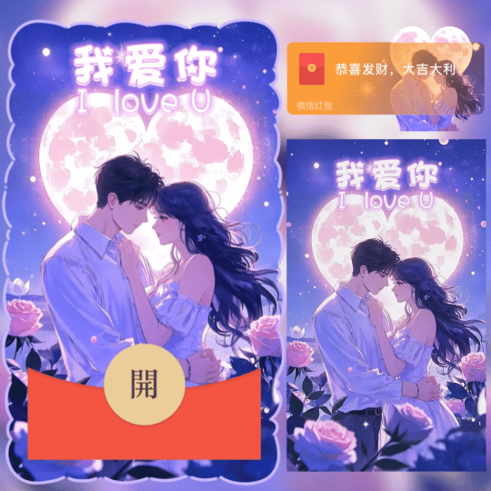 微信红包封面 |『爱心月亮我爱你/情侣爱情动态/ln』 - ¥2.02