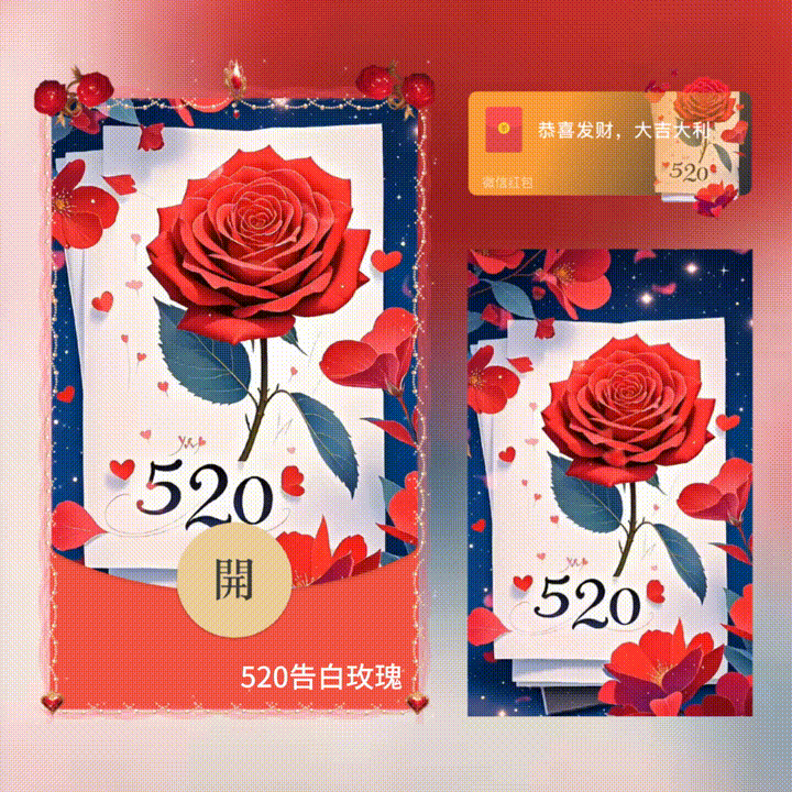 微信红包封面 |『520告白玫瑰/新版动态/xn』