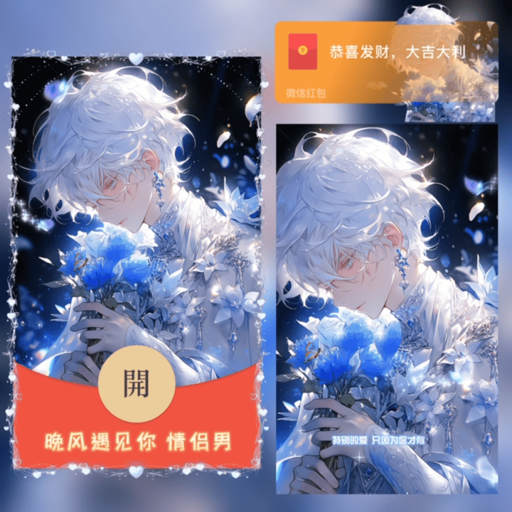 【卡密兑换】微信红包封面『晚风遇见你 情侣男』